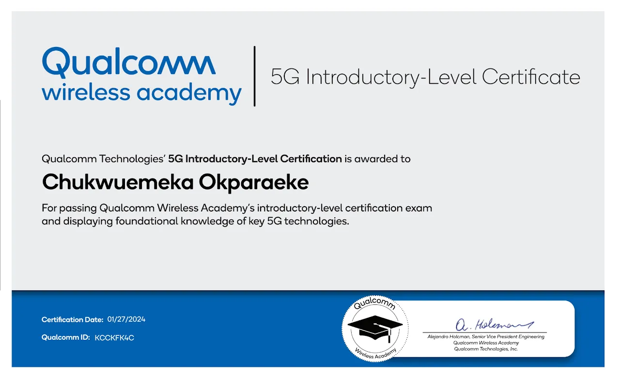 Qualcomm 5G Introductory-Level Certificate Cover